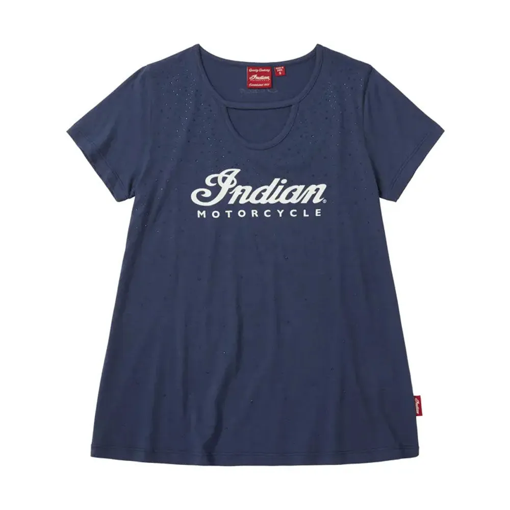 Indian Motorcycle Womens All Over Stone T-Shirt Blue