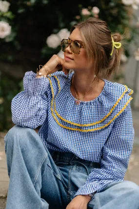 Jolene checkered blouse royal blue