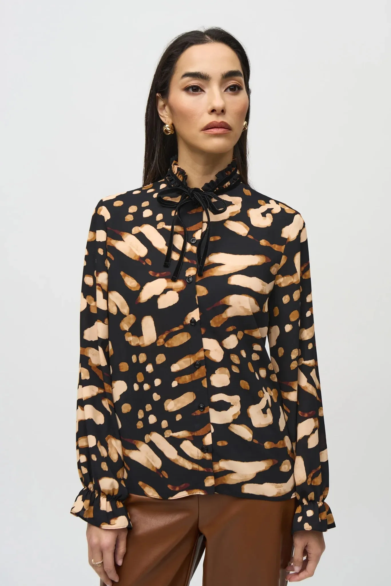 Joseph Ribkoff Georgette Animal Print Boxy Blouse