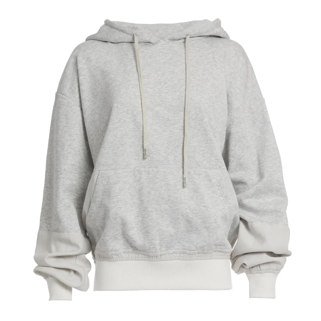 JULIAN MIXED MEDIA PULLOVER HOODIE HEATHER GRAY