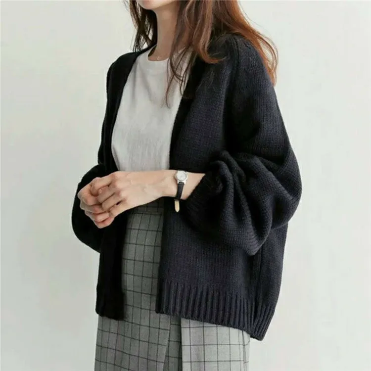 Korea Chic Lazy Loose Short Knitted Cardigan Student Women Sweater