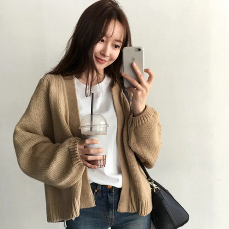 Korea Chic Lazy Loose Short Knitted Cardigan Student Women Sweater