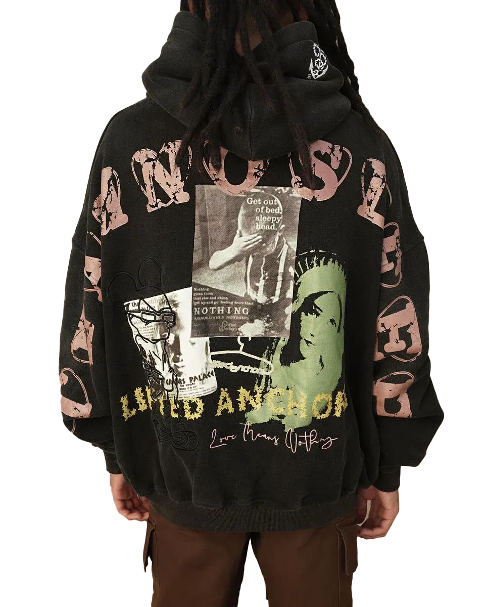 LIFTED ANCHOR RELAXED HOODIE BLACK - LASP24-36