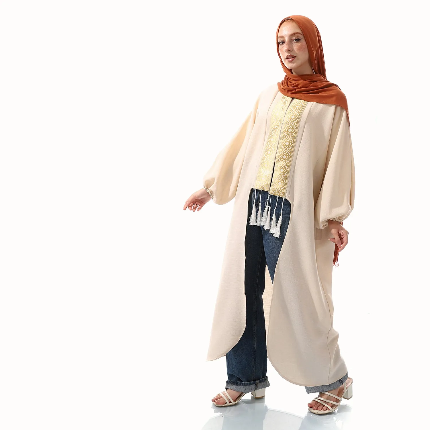 Long Beige Cardigan