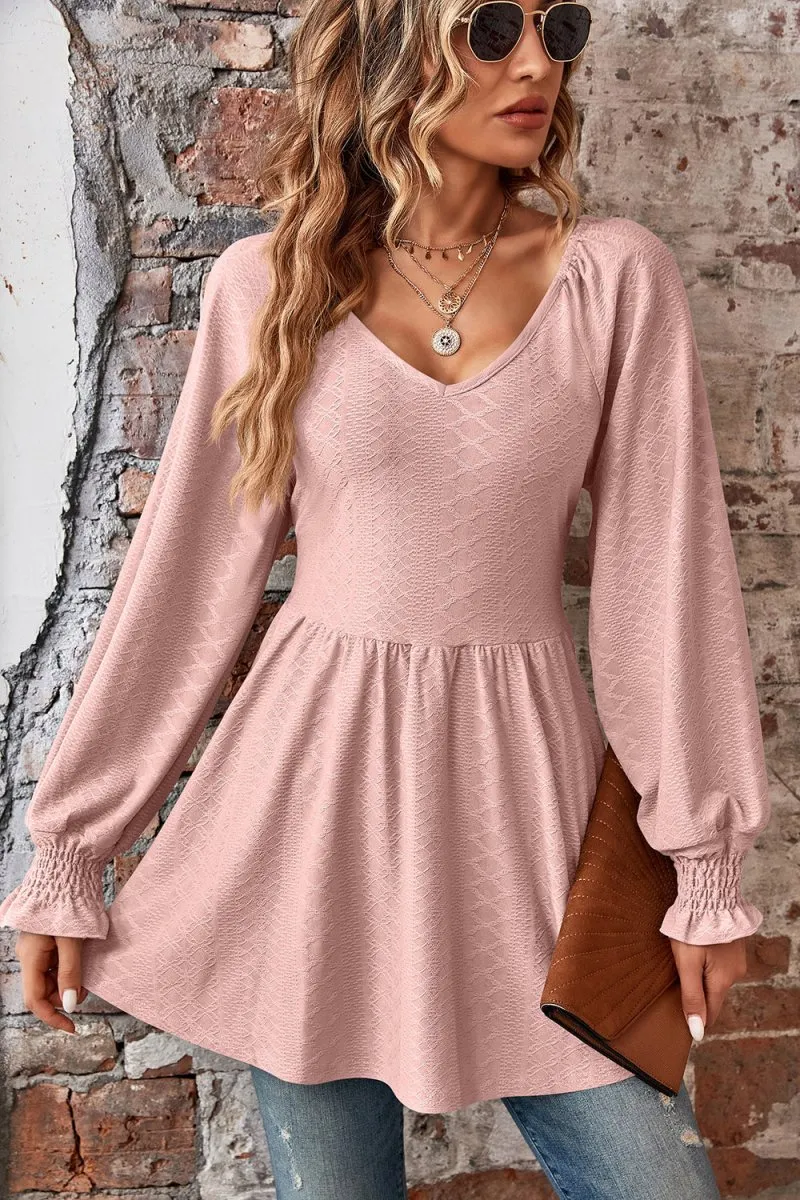 Love Spell Peplum Blouse Long Sleeve