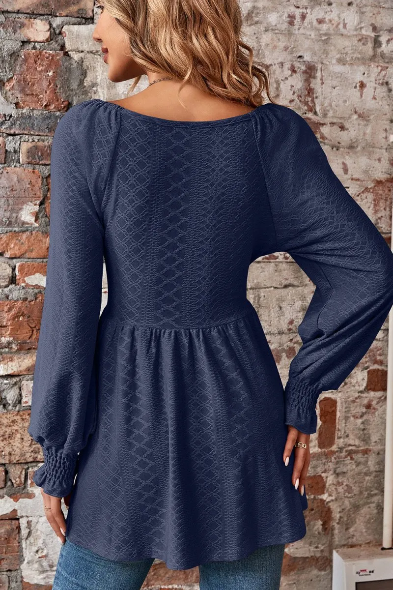 Love Spell Peplum Blouse Long Sleeve