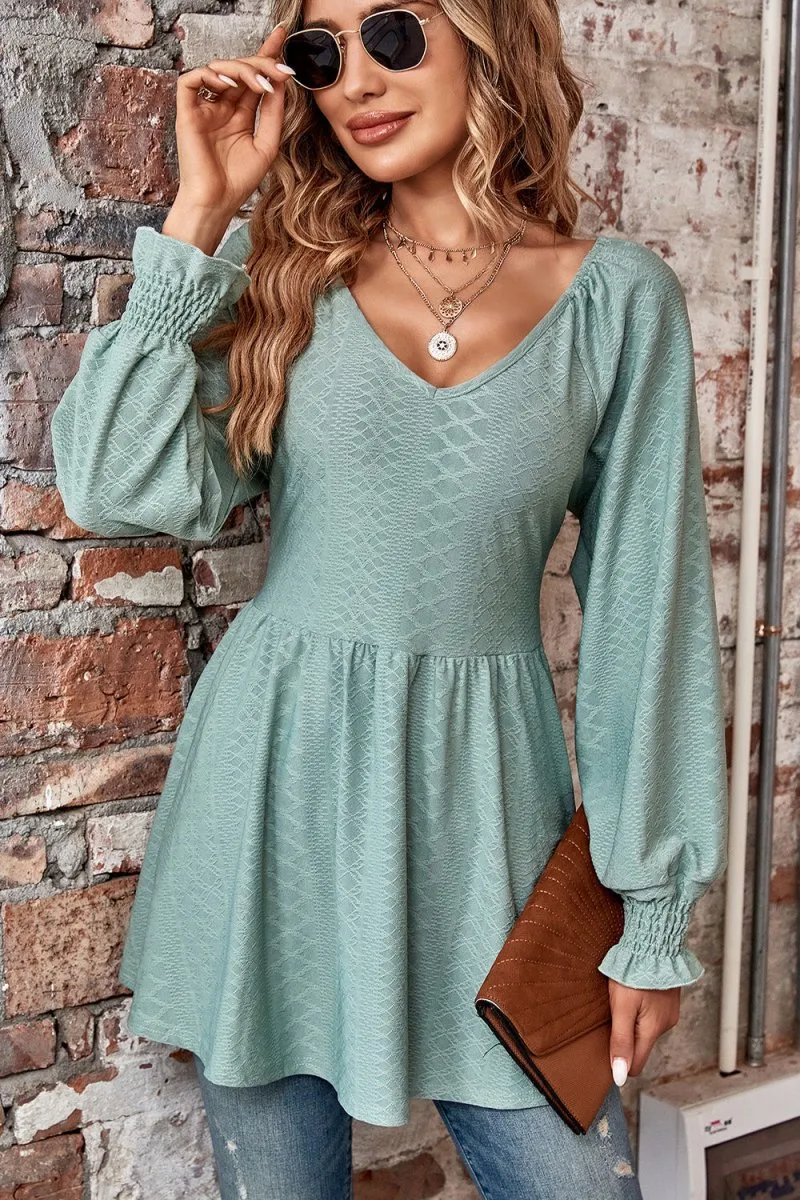 Love Spell Peplum Blouse Long Sleeve