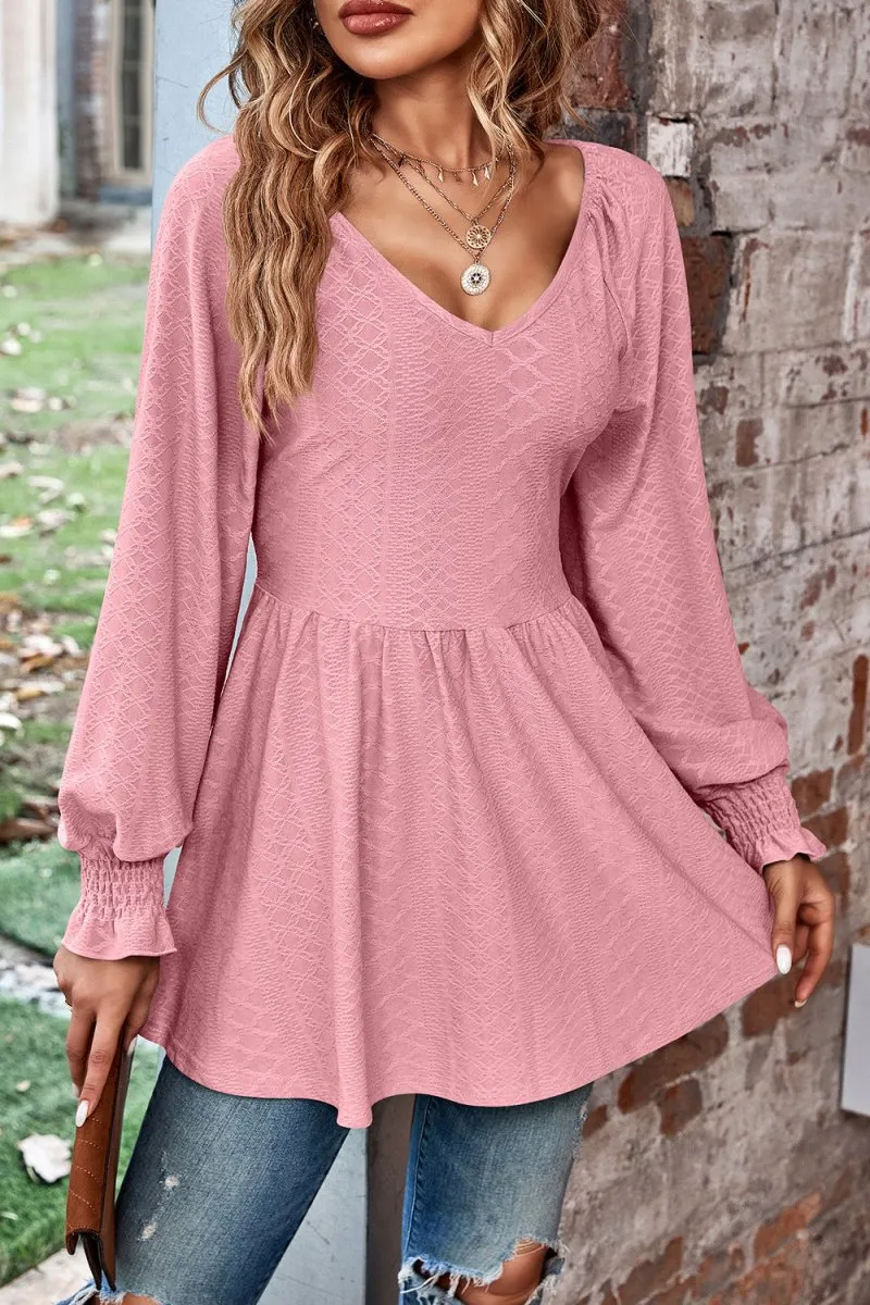 Love Spell Peplum Blouse Long Sleeve