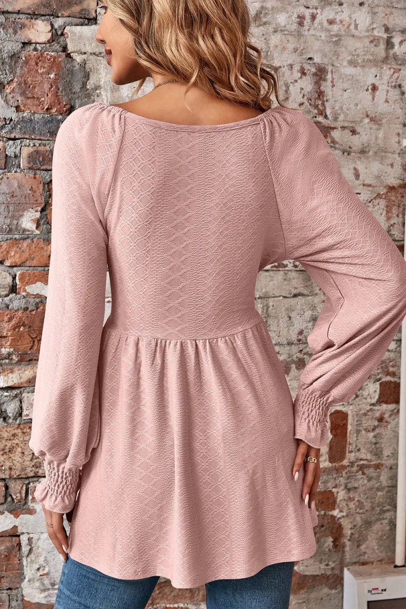 Love Spell Peplum Blouse Long Sleeve