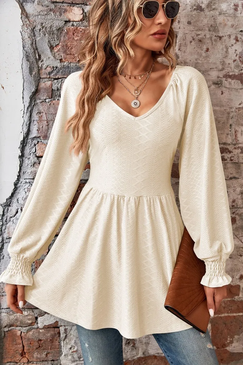 Love Spell Peplum Blouse Long Sleeve