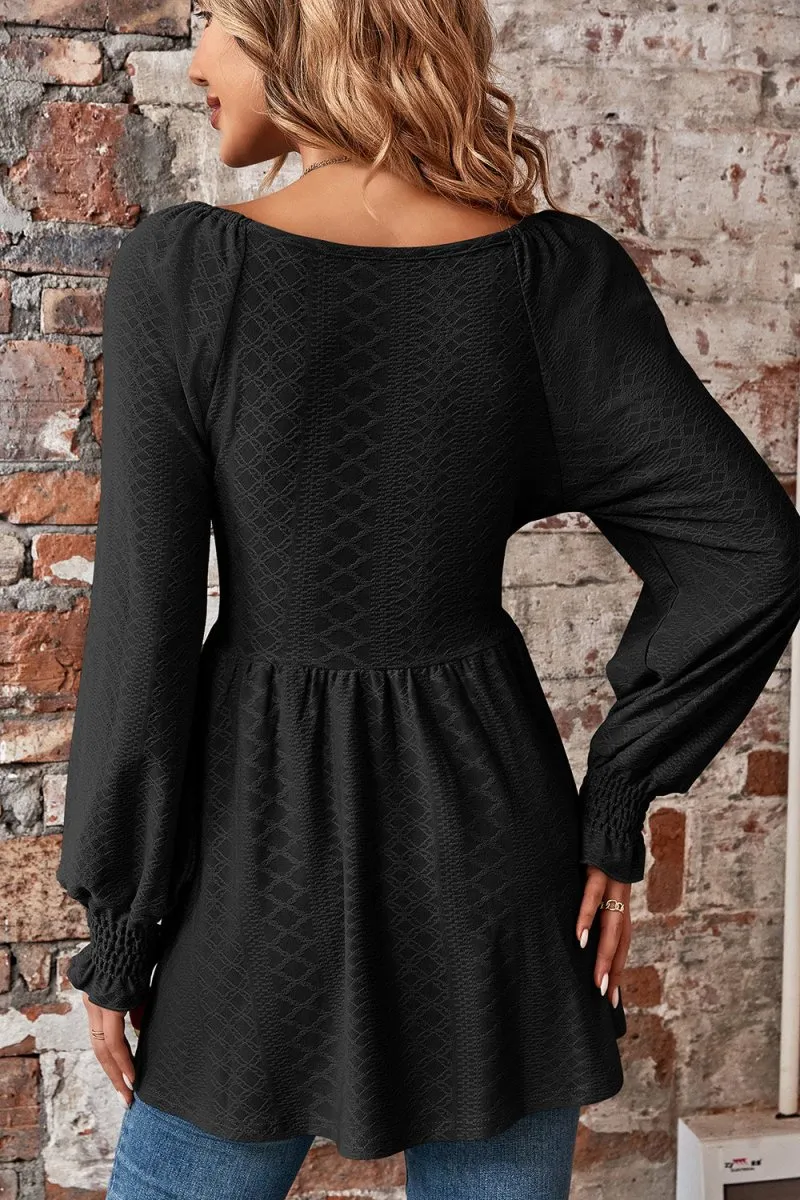 Love Spell Peplum Blouse Long Sleeve