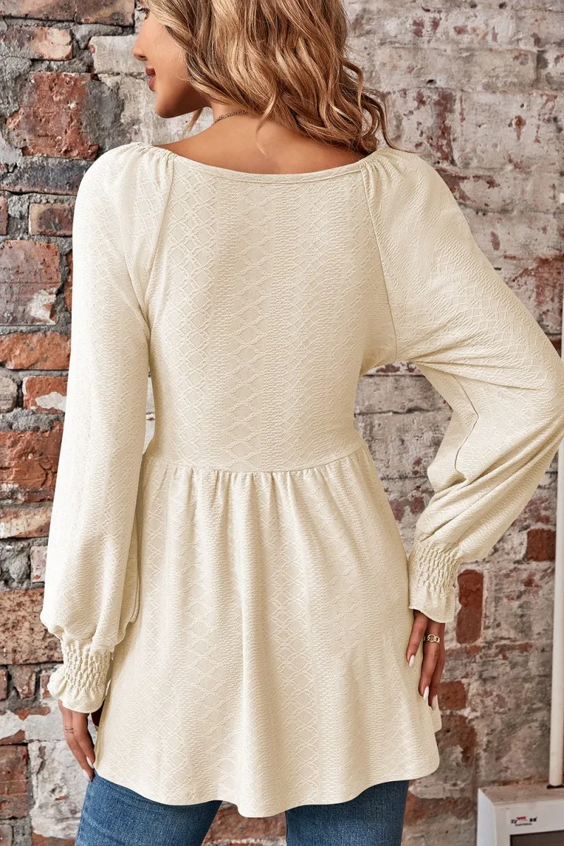 Love Spell Peplum Blouse Long Sleeve