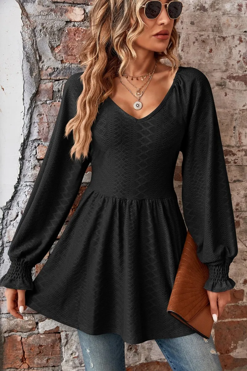 Love Spell Peplum Blouse Long Sleeve