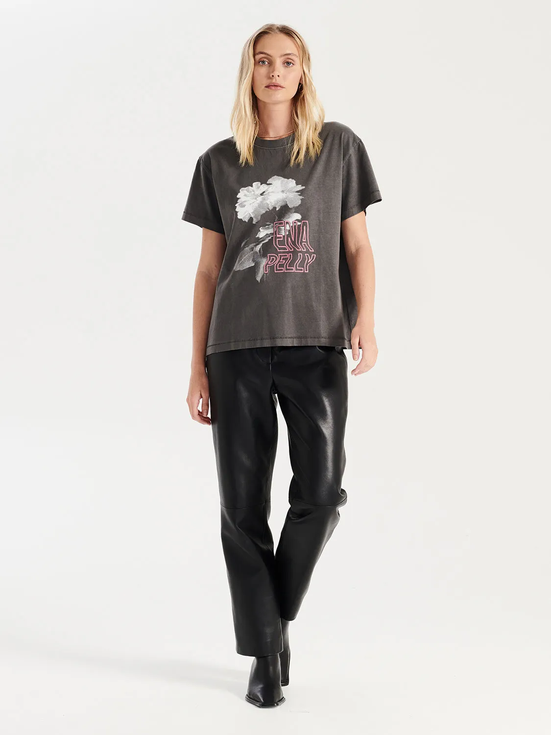 Modern Floral Tee - Charcoal