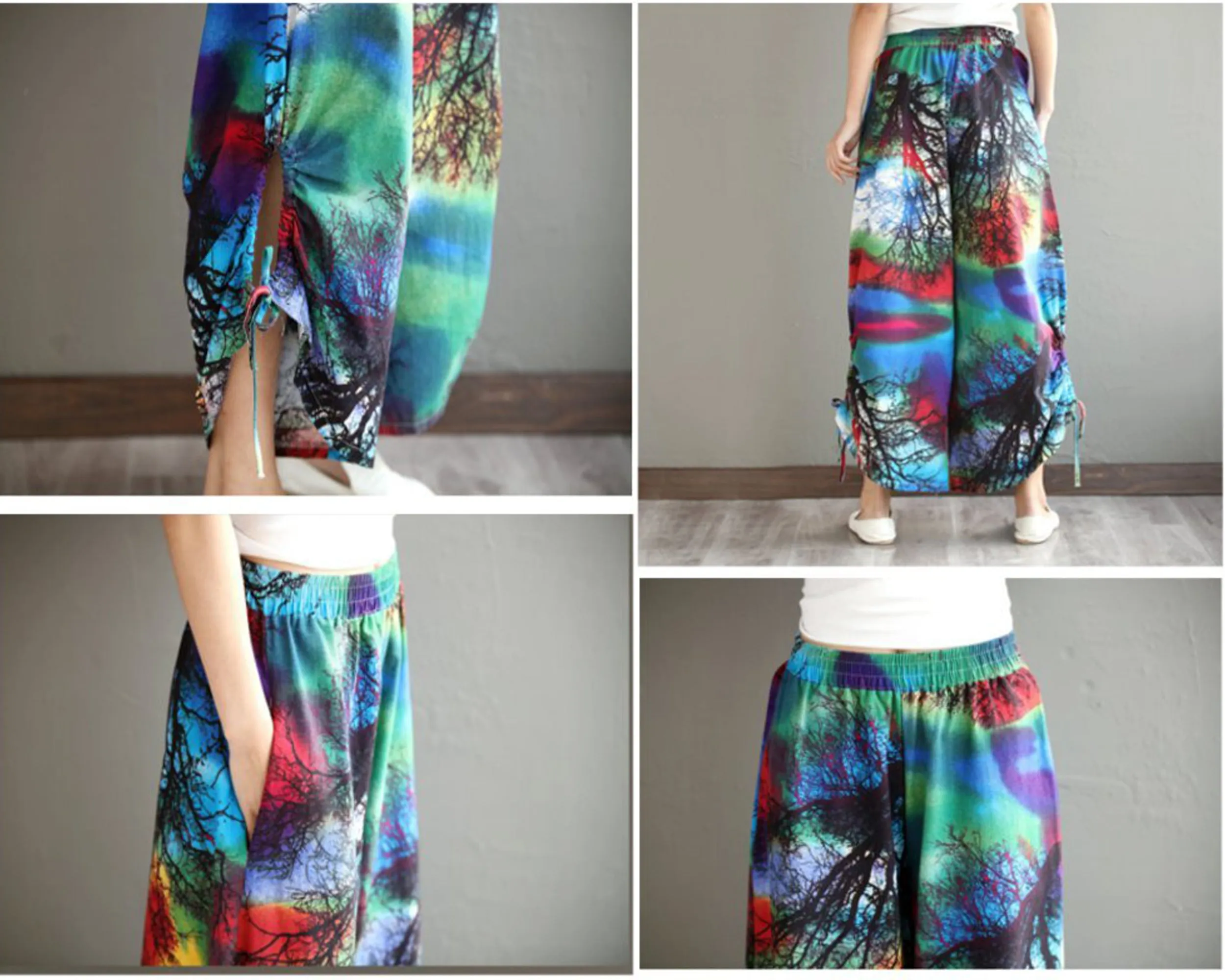 Multi Colored Stylish Crepe Plazo For Womens Trousers