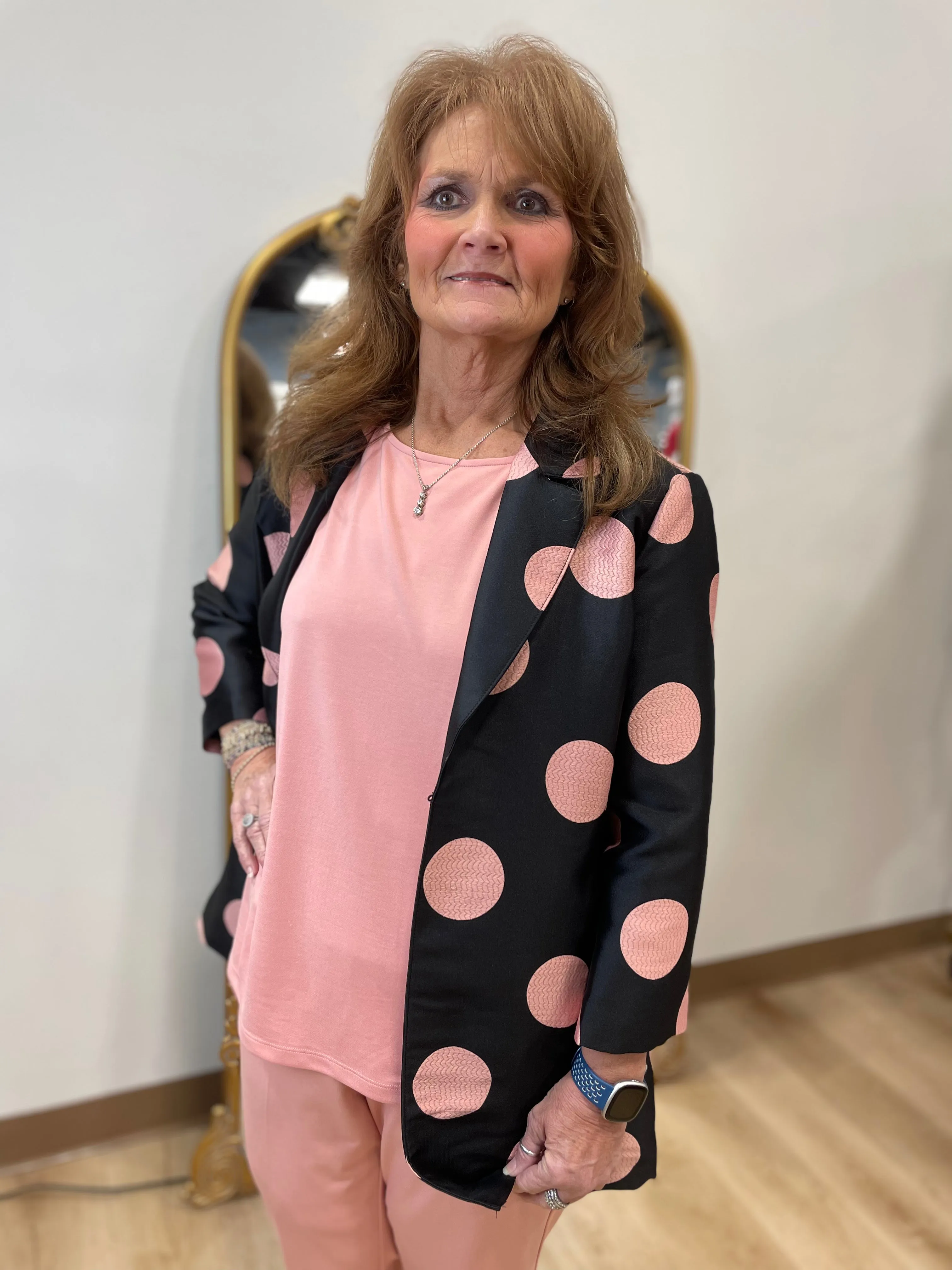 Multiples Polka Dot Jacket Black/Blush