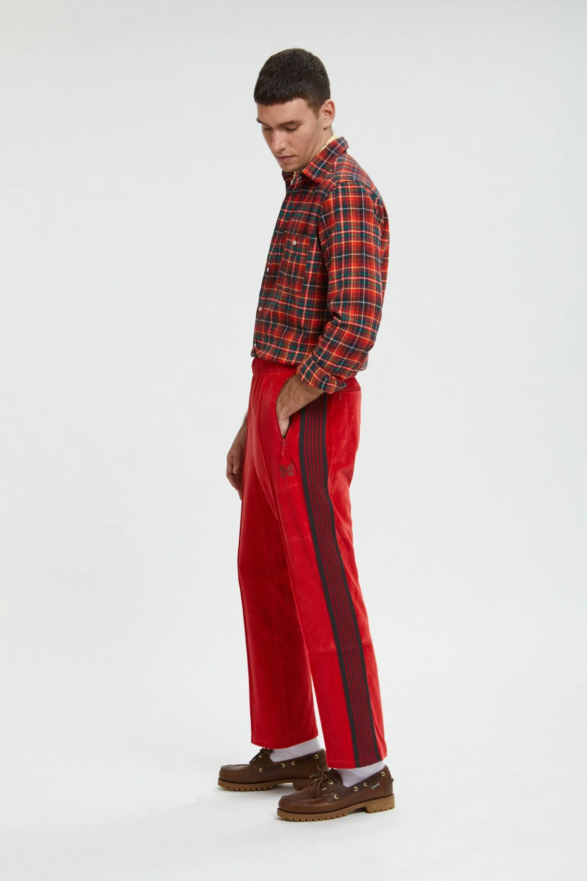 Narrow Velour Track Trousers