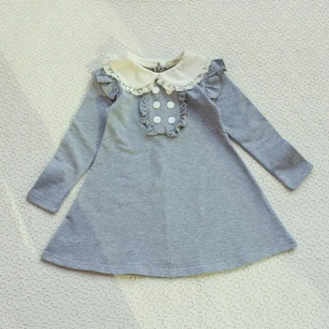 New  winter cotton long sleeve fashion girls mini dress warm kids clothing