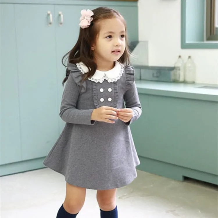 New  winter cotton long sleeve fashion girls mini dress warm kids clothing