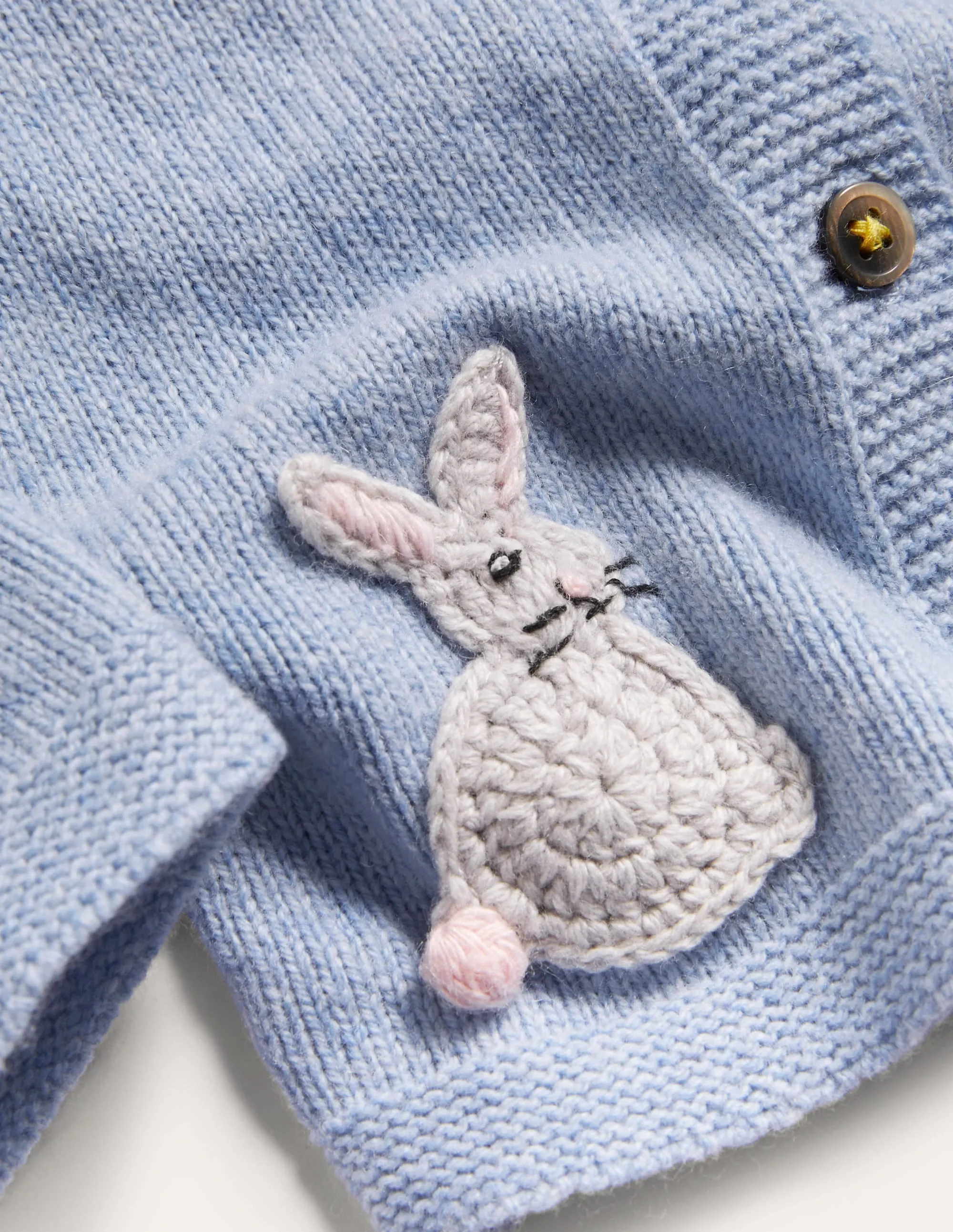 Newborn Crochet Cardigan-Frosted Blue Marl Bunnies