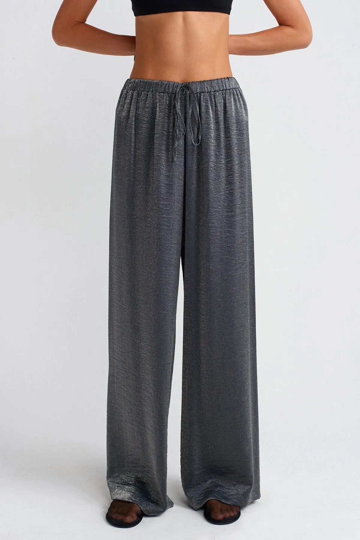 Nu Shiny Fabric Stylish Trousers Grey