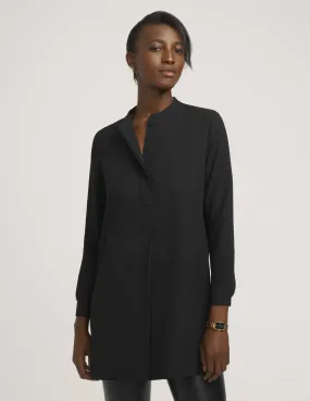 Petite Pop-Over Blouse With Covered Placket And Side Slits