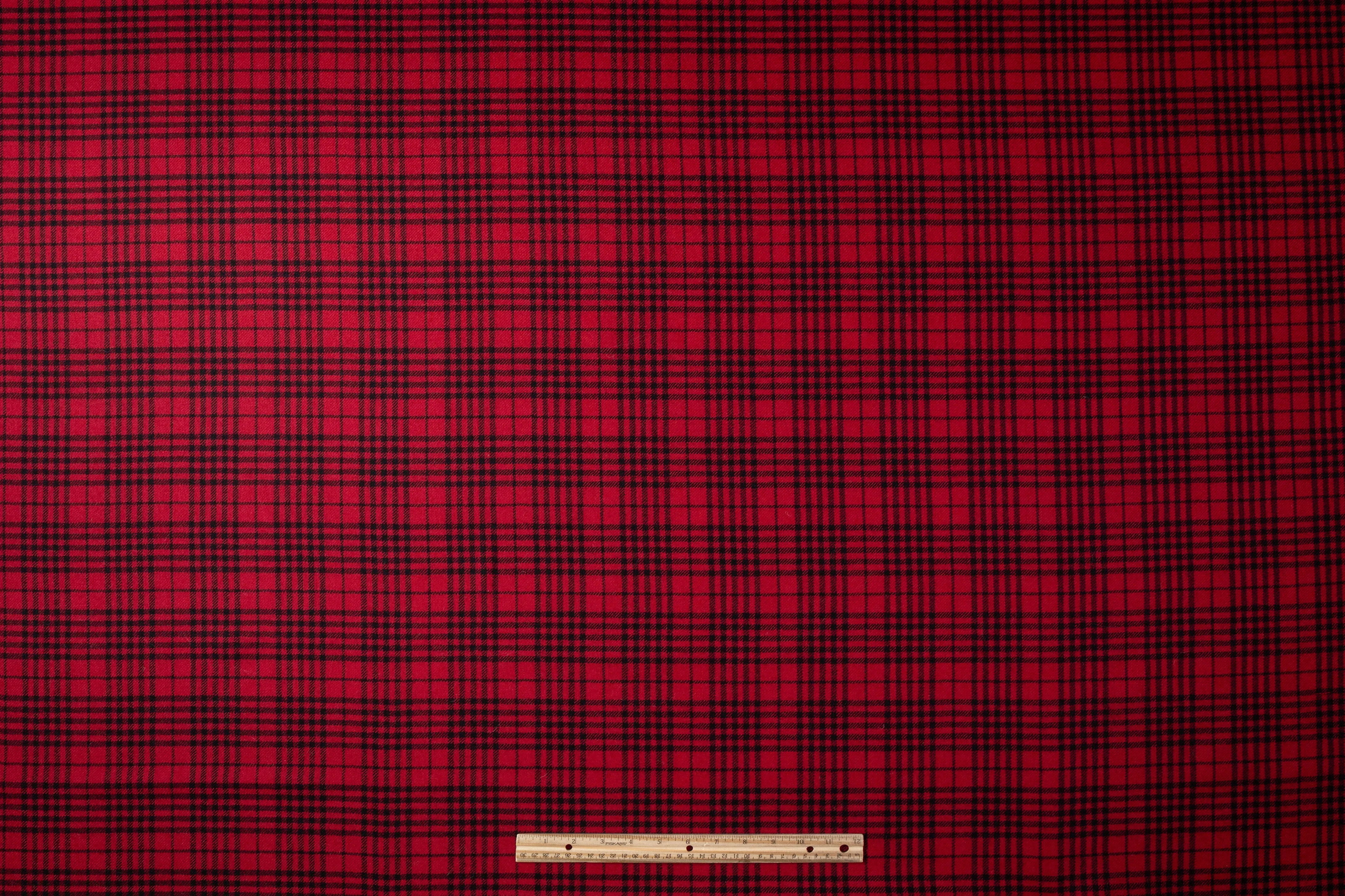 Plaid Italian Wool - Red / Black