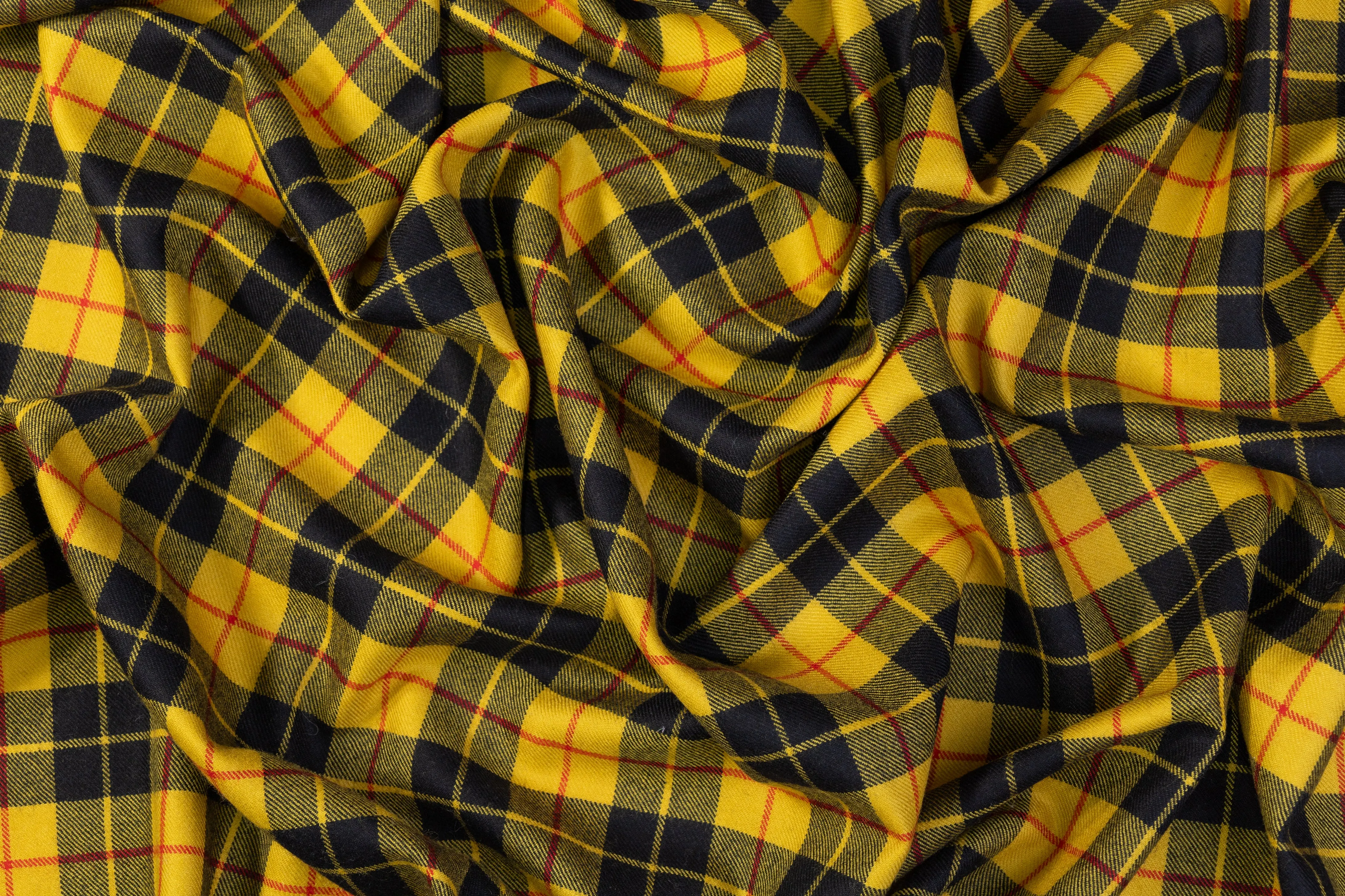 Plaid Italian Wool Suiting - Yellow / Black / Red