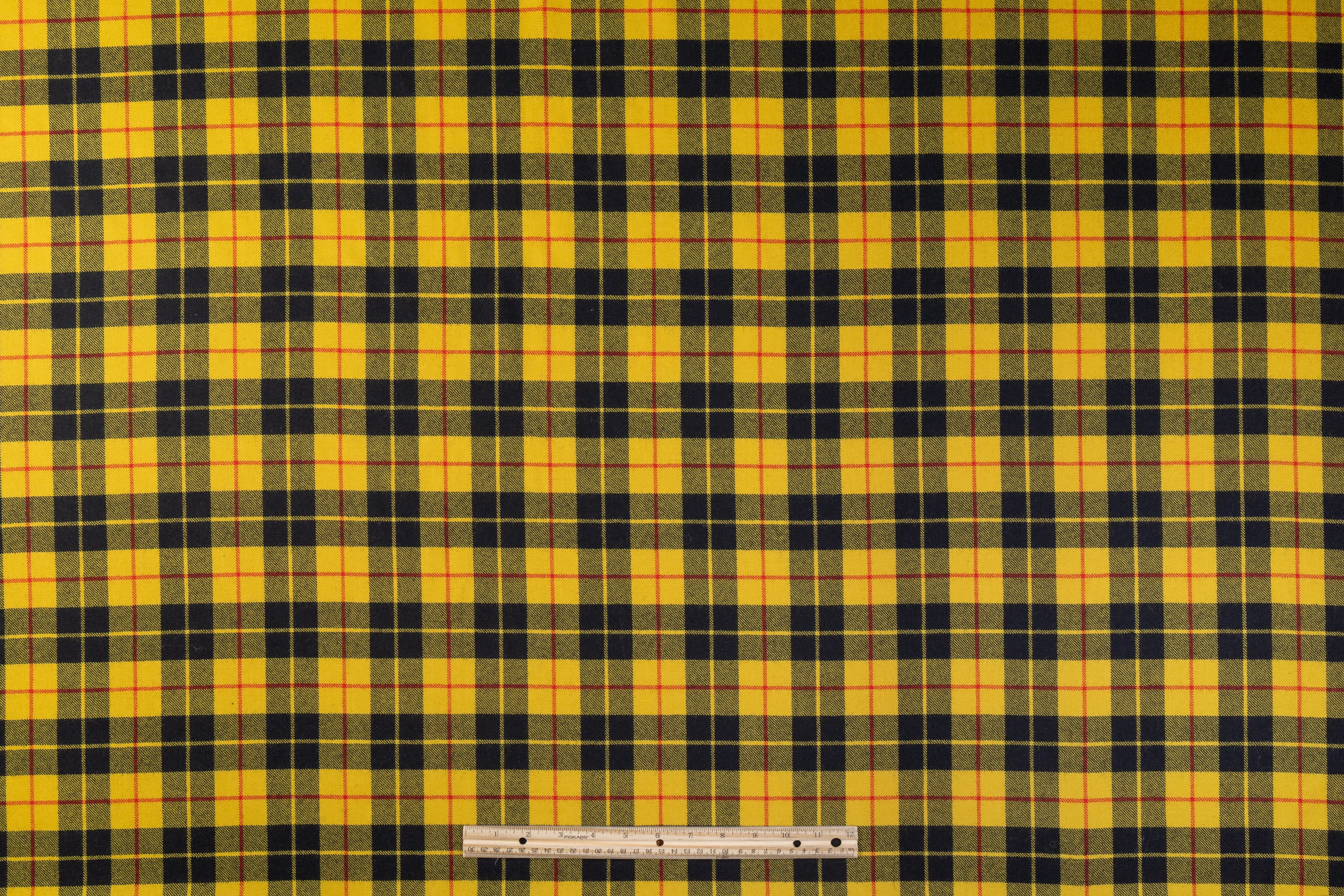 Plaid Italian Wool Suiting - Yellow / Black / Red