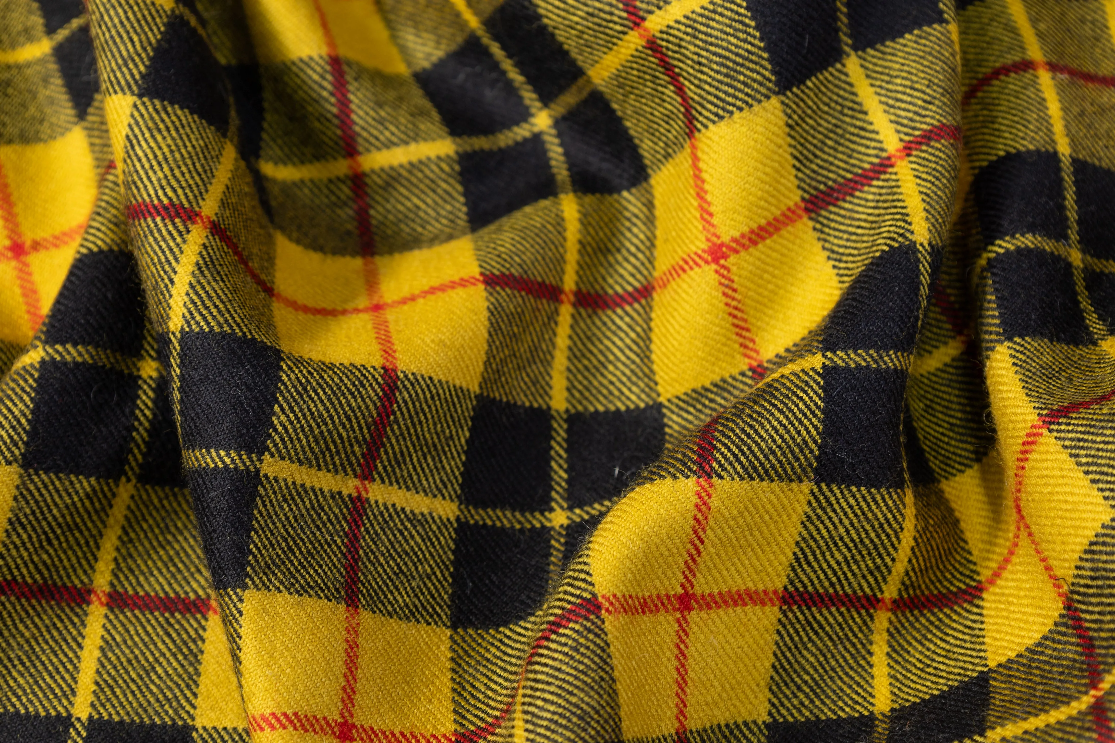 Plaid Italian Wool Suiting - Yellow / Black / Red