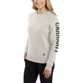 Relaxed Fit Midweight Crewneck Block Logo Sleeve Graphic Sweatshirt