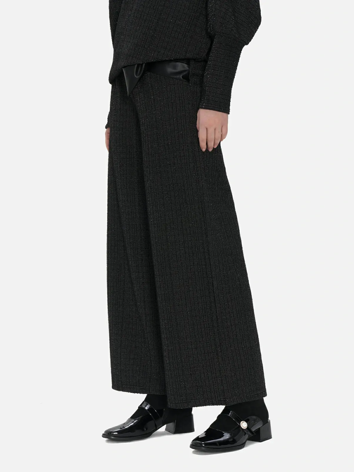 Stylish Wide Leg Pants With Buckle Belt