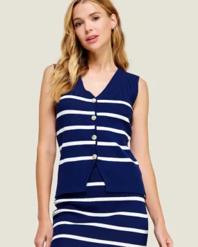 The Carlene: Navy Striped Knit Vest