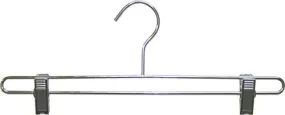 The Great American Hanger Company Chrome Bottom Hanger w/Adjustable Cushion Clips, Box of 50, 14 Inch Strong Metal Pants Hangers for Slacks or Skirts