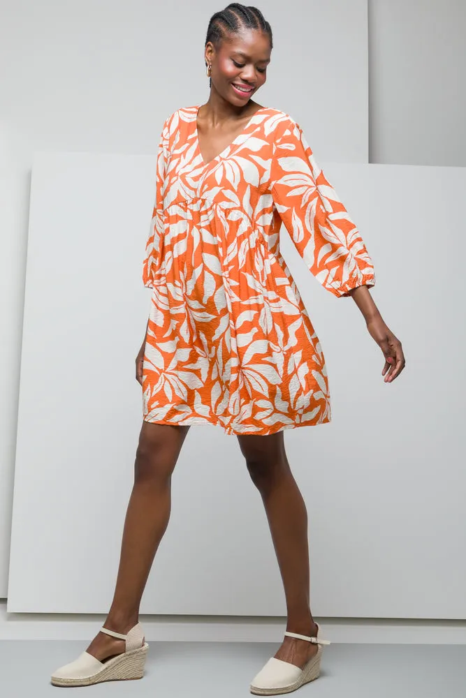 Three Quarter Sleeve Dress Orange