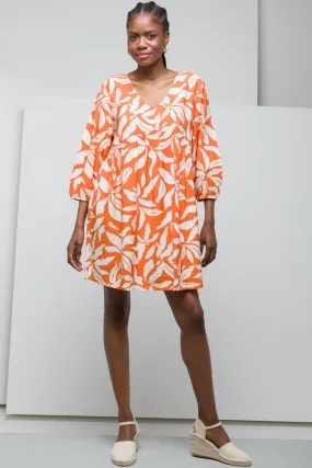 Three Quarter Sleeve Dress Orange