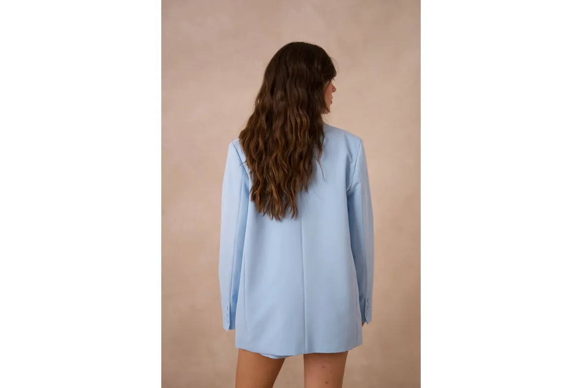 Timeless Plain Oversized Jacket Sky Blue