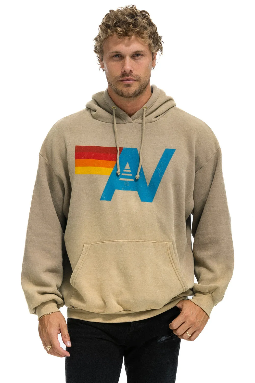 VINTAGE LOGO RELAXED PULLOVER HOODIE - FADED TAN