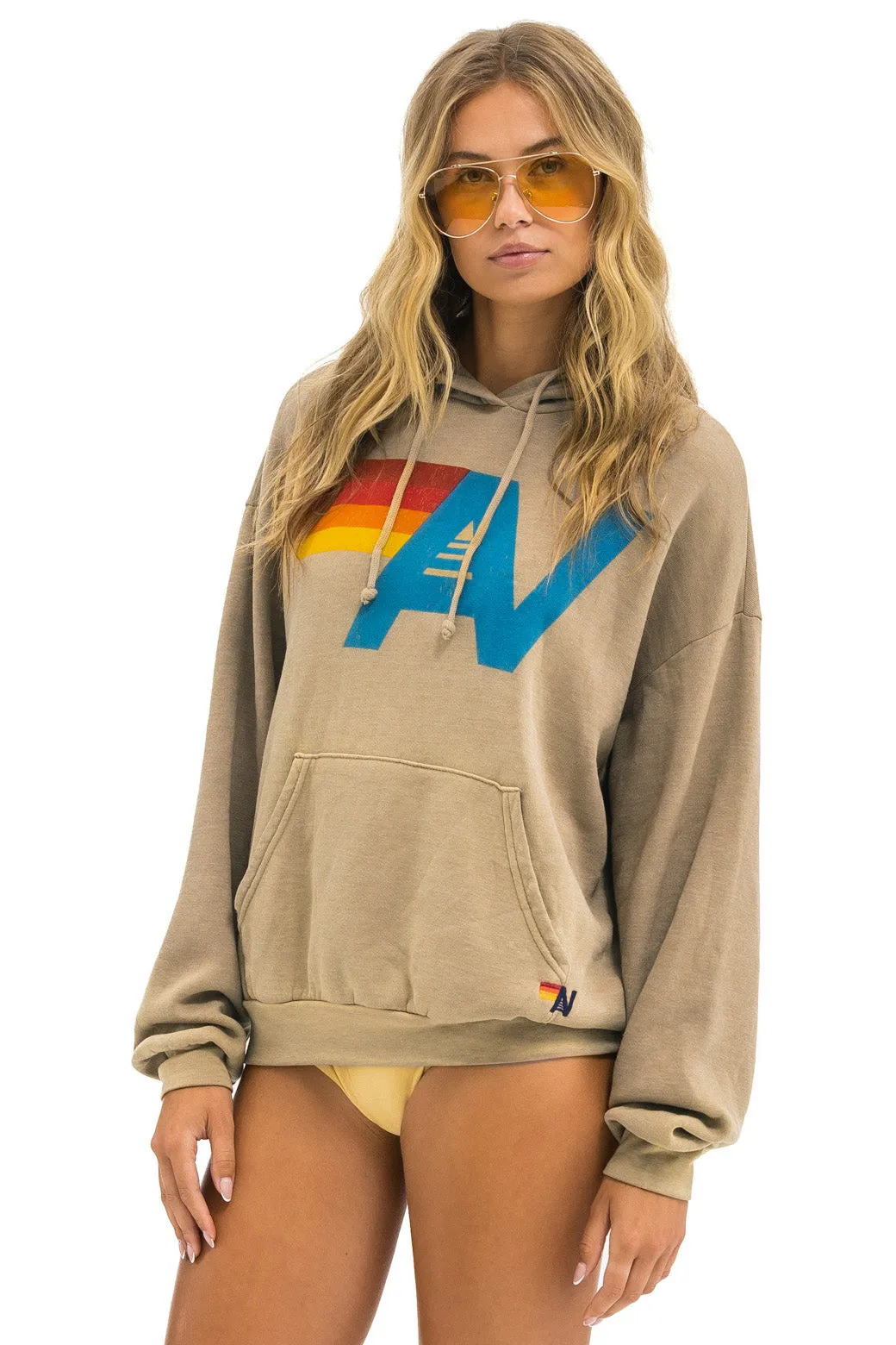 VINTAGE LOGO RELAXED PULLOVER HOODIE - FADED TAN