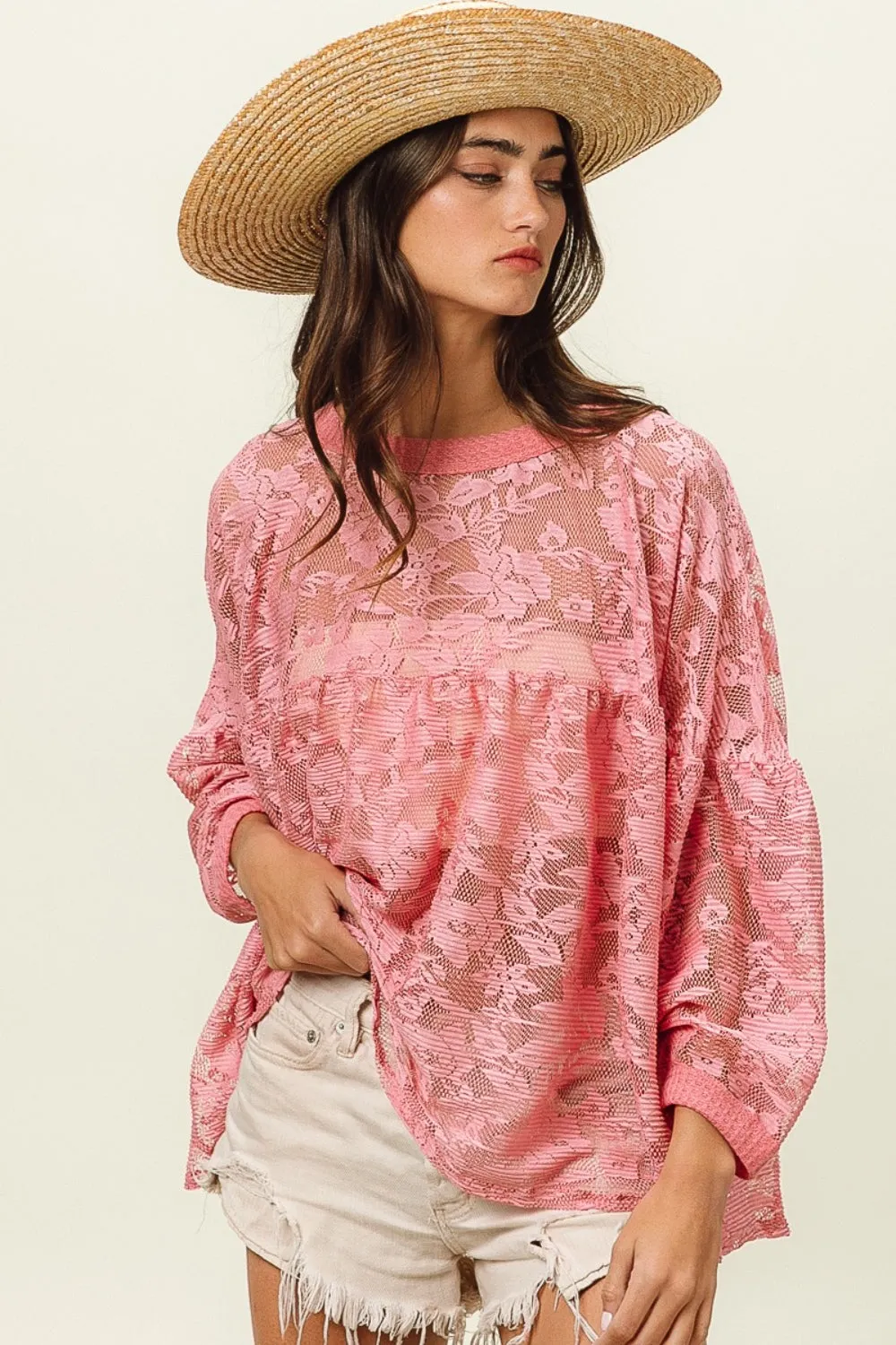 Wisteria Floral Lace Long Sleeve Top