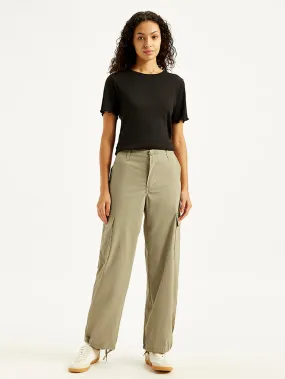 Women's Mid Rise Baggy Fit Cargo Trousers