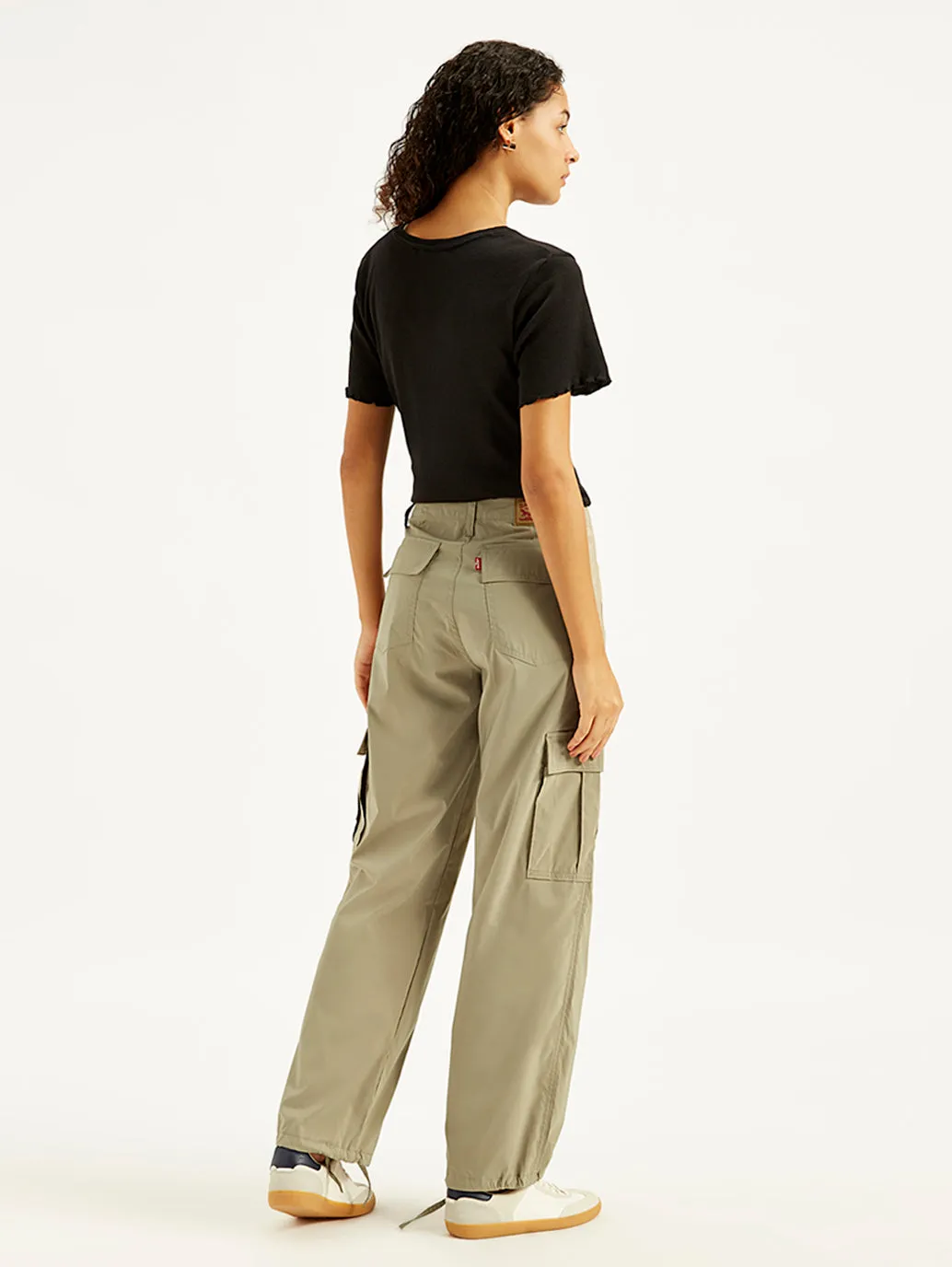 Women's Mid Rise Baggy Fit Cargo Trousers