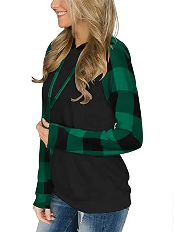 Women's Plaid Hoodie - Long Sleeve Comfort